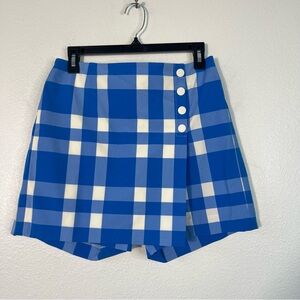 NWT Tory Burch Sport Yarn-Dyed Tech Twill Golf Skort Blue Blanket Plaid Small